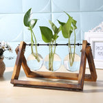 Load image into Gallery viewer, Glass and Wood Vase Planter Table Desktop