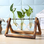 Load image into Gallery viewer, Glass and Wood Vase Planter Table Desktop