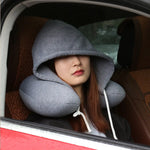 Load image into Gallery viewer, Hooded Travel Neck Pillow
