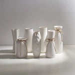 Load image into Gallery viewer, Modern Minimalist White Hemp Rope Ceramic Vase
